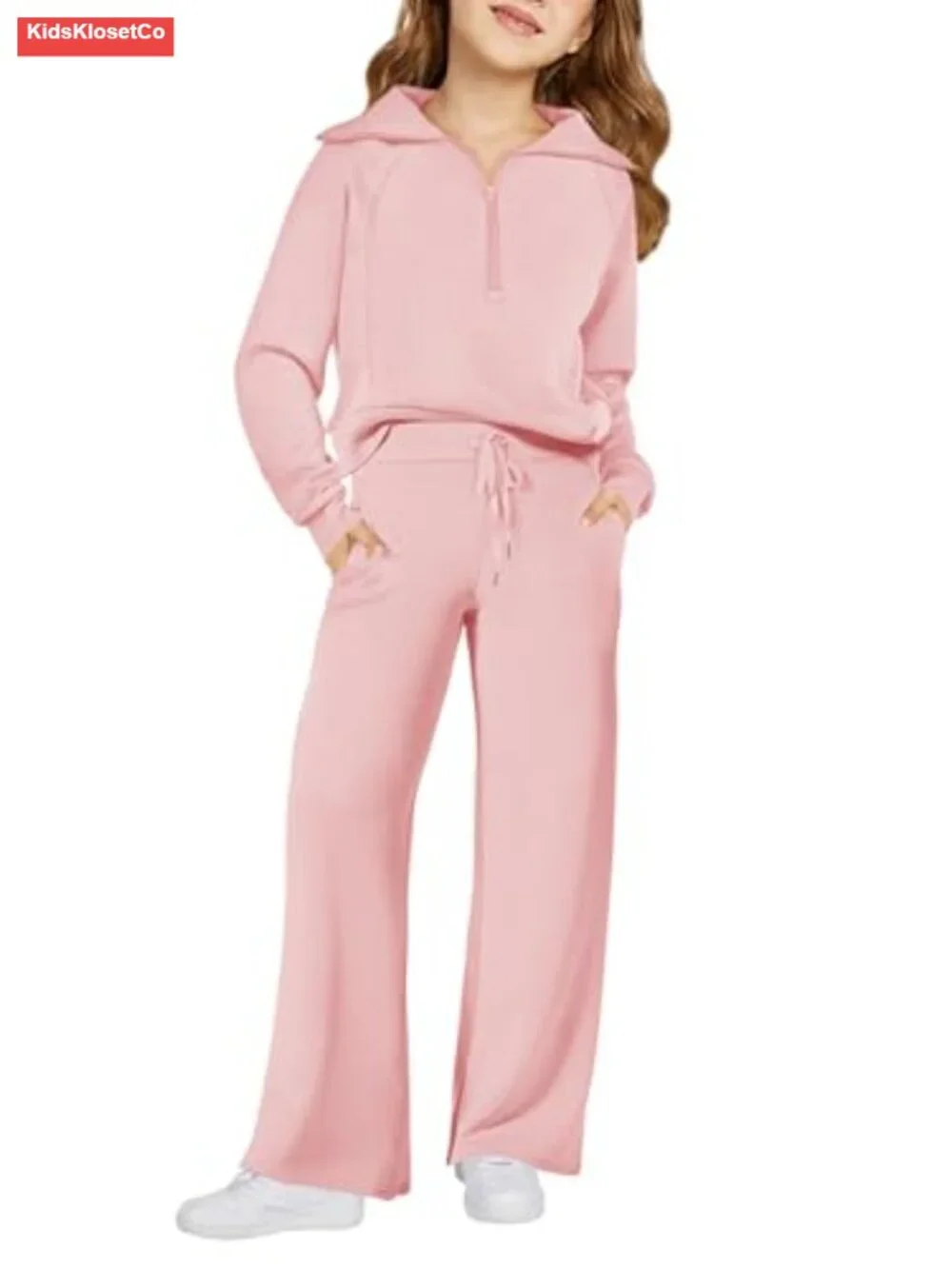 Girls 2 Piece Sweatsuit Set Zip Long Sleeve Casual Lounge Outfit
